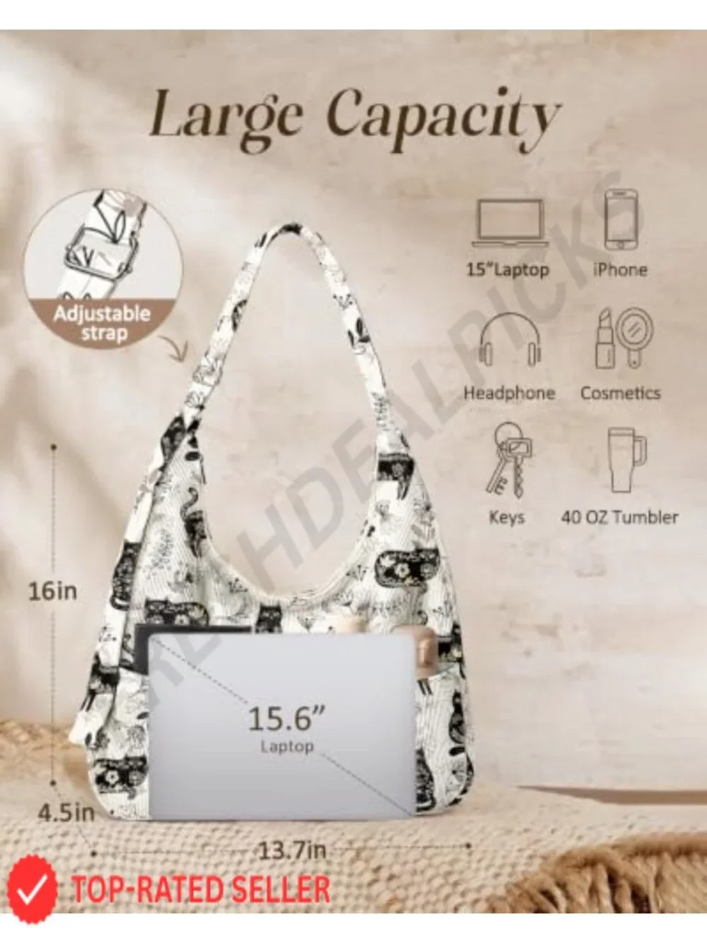 Large Corduroy Hobo Bags for Women - Slouchy Shoulder Crossbody Tote with